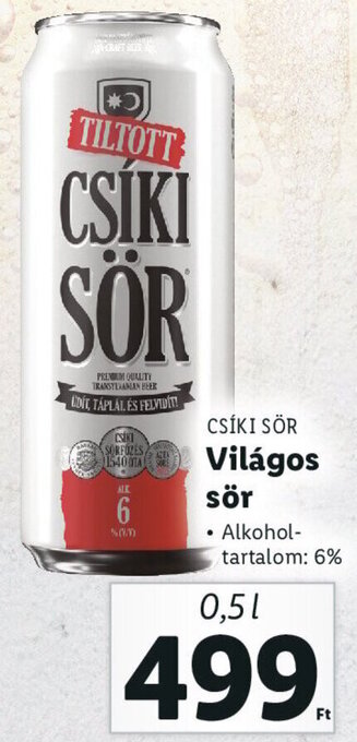 CSÍKI SÖR Világos sör 0,5 l