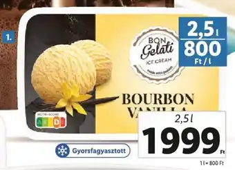 Lidl BON GELATI Bourbon vanília ízű jégkrém 2,5 l ajánlat