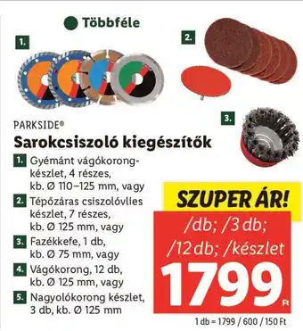 Lidl PARKSIDE Sarokcsiszoló kiegészítők 1 - 12 db ajánlat