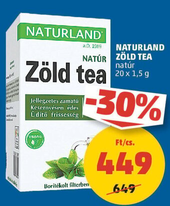 PENNY NATURLAND ZÖLD TEA 20 x 1,5 g ajánlat
