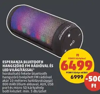 PENNY ESPERANZA BLUETOOTH HANGSZÓRÓ FM RÁDIÓVAL stb. 1 db ajánlat