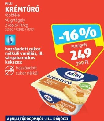 ALDI MILLI KRÉMTÚRÓ 90 g ajánlat