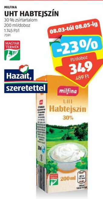 MILFINA UHT HABTEJSZÍN 200 ml