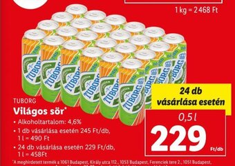 TUBORG Világos sör 0,5 l