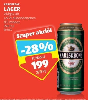 ALDI KARLSKRONE LAGER 0,5 l ajánlat