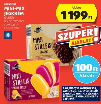 ALDI GRANDESSA MINI-MIX JÉGKRÉM 12 x 50 ml ajánlat