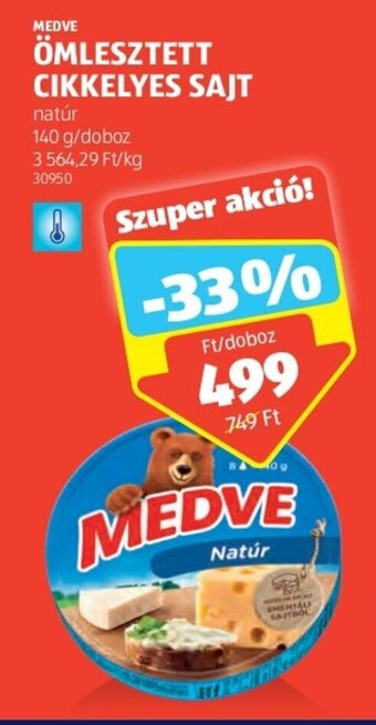 ALDI MEDVE ÖMLESZTETT CIKKELYES SAJT 140 g ajánlat