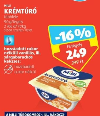 ALDI MILLI KRÉMTÚRÓ 90 g ajánlat