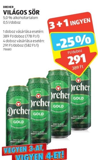 ALDI DREHER VILÁGOS SÖR 0,5 l ajánlat