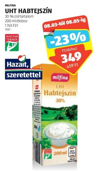 MILFINA UHT HABTEJSZÍN 200 ml