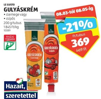 ALDI LE GUSTO GULYÁSKRÉM 200 g ajánlat