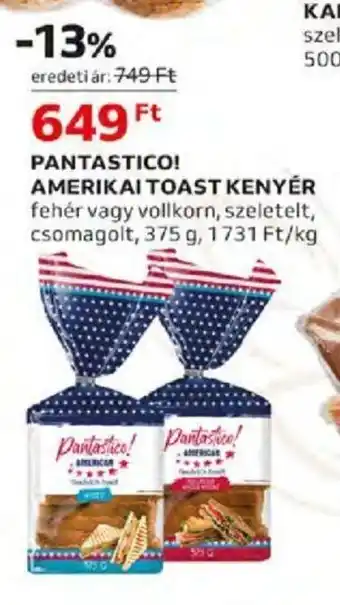Auchan PANTASTICO! AMERIKAI TOAST KENYÉR 375 g ajánlat