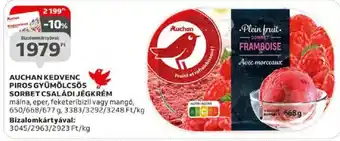 Auchan AUCHAN KEDVENC PIROS GYÜMÖLCSÖS SORBET CSALÁDI JÉGKRÉM 650 - 677 g ajánlat