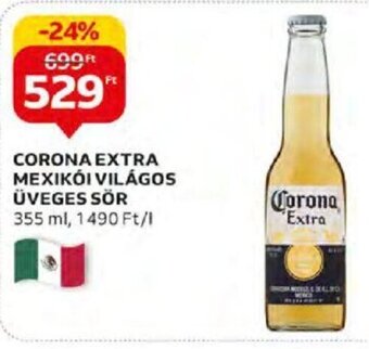 Auchan CORONA EXTRA MEXIKÓI VILÁGOS ÜVEGES SÖR 355 ml ajánlat