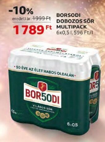 Auchan BORSODI DOBOZOS SÖR MULTIPACK 6 x 0,5 l ajánlat