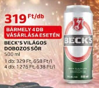 BECK'S VILÁGOS DOBOZOS SÖR 500 ml