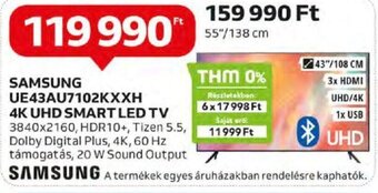 Auchan SAMSUNG UE43AU7102KXXH 4K UHD SMART LED TV 1 db ajánlat