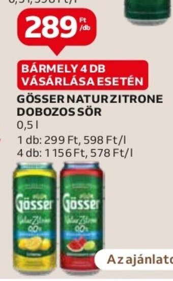 Auchan GÖSSER NATURZITRONE DOBOZOS SÖR 0,5 l ajánlat