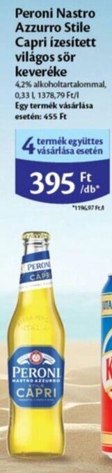 EcoFamily Peroni Nastro Azzurro Stile Capri ízesített világos sör keveréke 0,33 l ajánlat