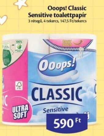 EcoFamily Ooops! Classic Sensitive toalettpapír 4 tekercs ajánlat