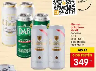 Spar Német prémium sörök 0,5 l ajánlat