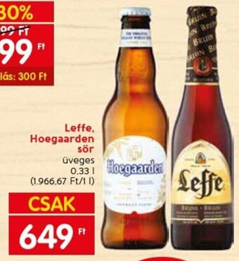 Spar Leffe, Hoegaarden sör 0,33 l ajánlat