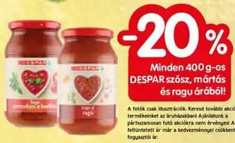 Spar Minden 400 g-os DESPAR szósz, mártás és ragu árából! ajánlat