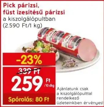 Spar Pick párizsi, füst ízesítésű párizsi 10 dkg ajánlat
