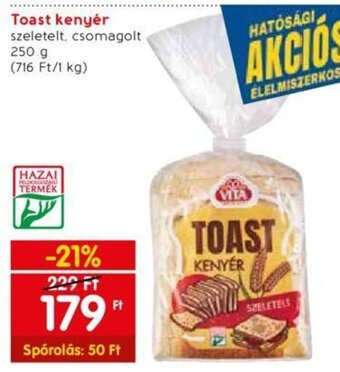 Spar Toast kenyér 250 g ajánlat