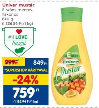 Spar Univer mustár 640 g ajánlat