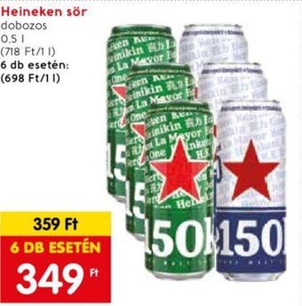 Spar Heineken sör 0,5 l ajánlat