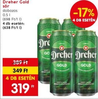Spar Dreher Gold sör 0,5 l ajánlat
