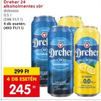 Spar Dreher 24 alkoholmentes sör 0,5 l ajánlat