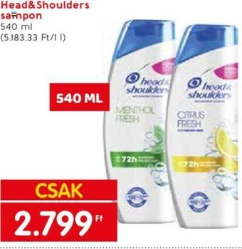 Spar Head&Shoulders sampon 540 ml ajánlat