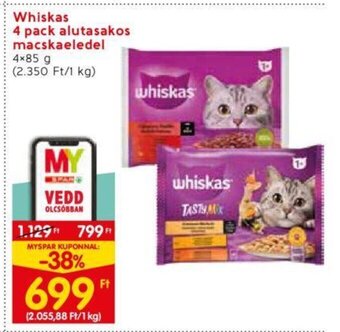 Spar Whiskas 4 pack alutasakos macskaeledel 4 x 85 g ajánlat