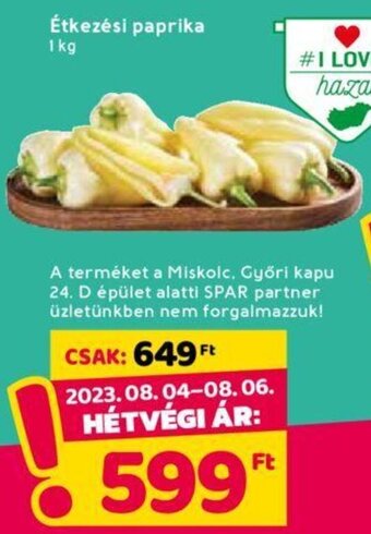 Spar Étkezési paprika 1 kg ajánlat