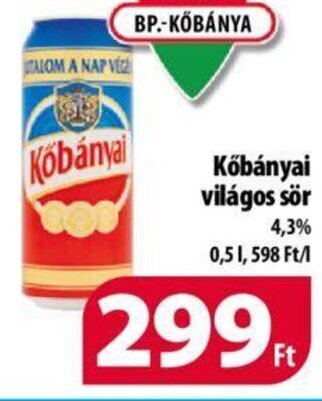 Coop Kőbányai világos sör 0,5 l ajánlat