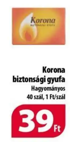 Coop Korona biztonsági gyufa 40 szál ajánlat