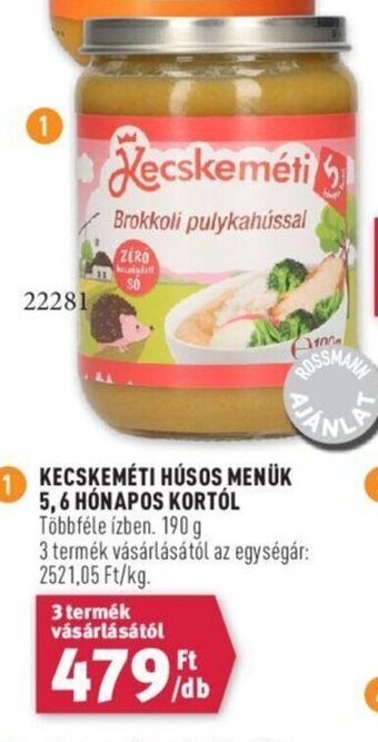 KECSKEMÉTI HÚSOS MENÜK 5,6 HÓNAPOS KORTÓL 190 g