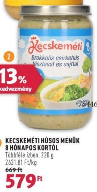 Rossmann KECSKEMÉTI HÚSOS MENÜK 8 HÓNAPOS KORTÓL 220 g ajánlat