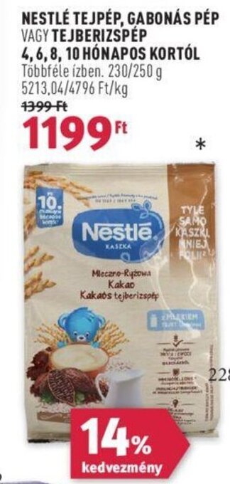 NESTLÉ TEJPÉP, GABONÁS PÉP stb. 230 / 250 g