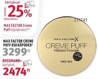 Rossmann MAX FACTOR CREME PUFF 050 KÖPÚDER 1 db ajánlat