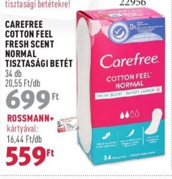 Rossmann CAREFREE COTTON FEEL FRESH SCENT NORMAL TISZTASÁGI BETÉT 34 db ajánlat