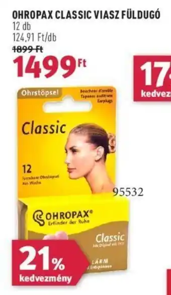 Rossmann OHROPAX CLASSIC VIASZ FÜLDUGÓ 12 db ajánlat