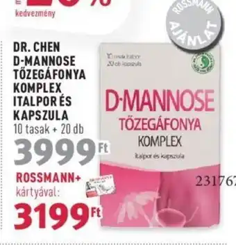 Rossmann DR. CHEN D-MANNOSE TŐZEGÁFONYA KOMPLEX ITALPOR stb. 10 tasak + 20 db ajánlat