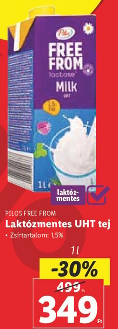 Lidl PILOS FREE FROM Laktózmentes UHT tej 1 l ajánlat