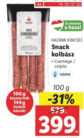 Lidl HAZÁNK KINCSEI Snack kolbász 100 g ajánlat