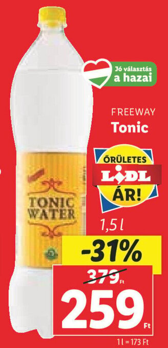 Lidl FREEWAY Tonic 1,5 l ajánlat