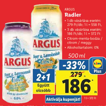 Lidl ARGUS Radler 500 ml ajánlat