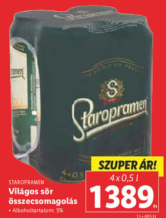STAROPRAMEN Világos sör összecsomagolás 4 x 0,5 l